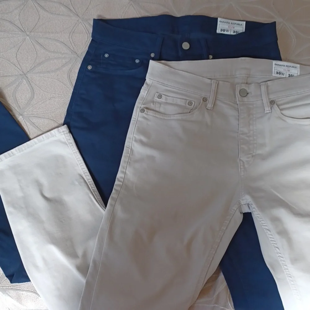 2 Banana Republic Slim Navy and Khaki Pants!